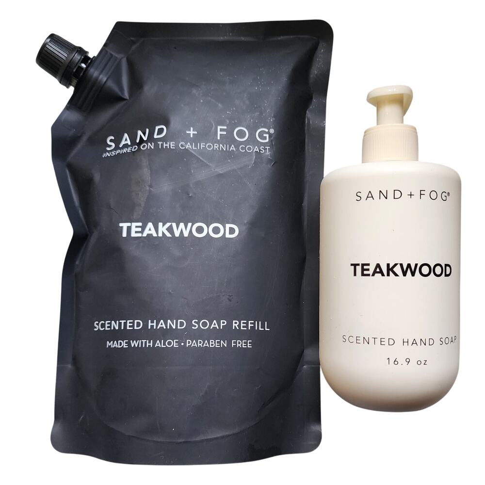 Sand + Fog Teakwood Hand Soap Refill + Bottle Bundle